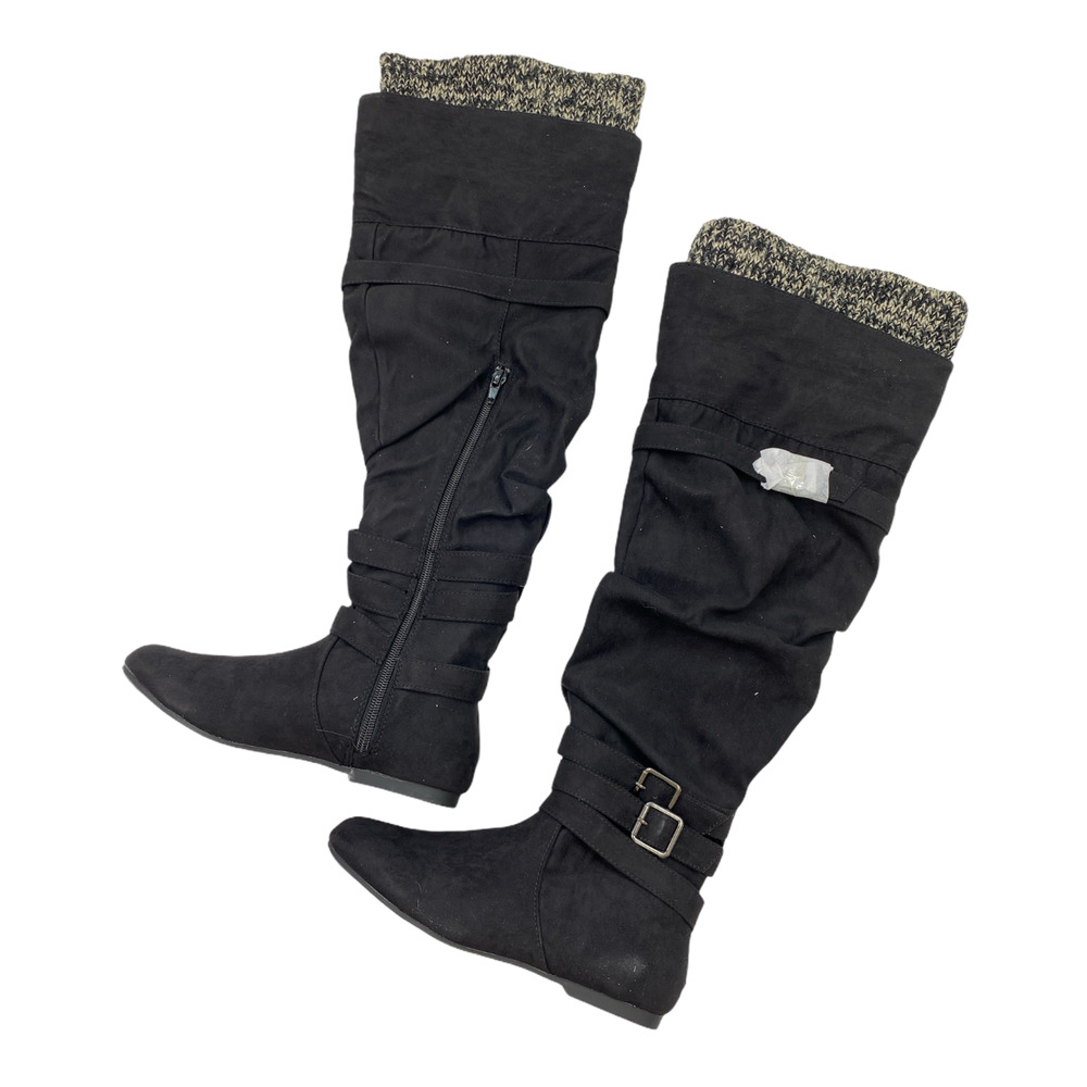 Just Fab Womens Black CLEMM Wide-Calf Boots Size 5.5